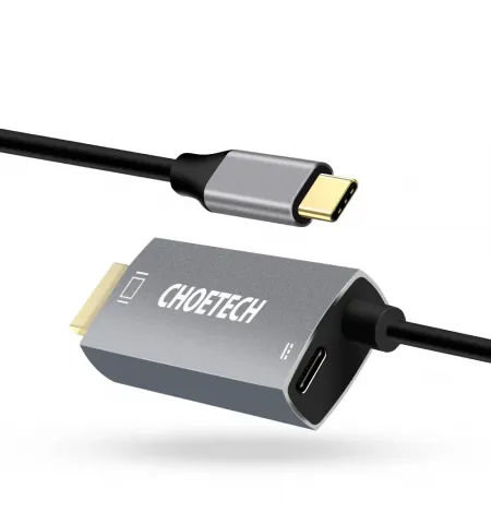 Адаптер USB Choetech XCH-M180, USB Type-C (F) - HDMI (F), 1,8м, Серебристый