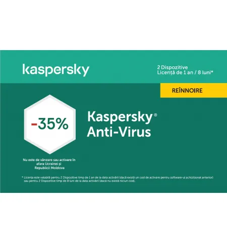 Kaspersky Anti-Virus Card 2 Dt 1 Year Renewal - Promo