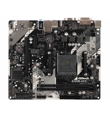 MB ASRock A320M-HDV R4.0, Socket AM4, AMD A320, CPU up 105W, Dual 2xDDR4-3200, APU AMD graphics, VGA, DVI, HDMI, 1xPCIe 3.0 X16, 1xPCIe 2.0 X1, 4xSATA