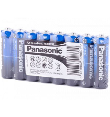 8604 Baterie Panasonic Carbon Zinc, AA Shrink pack x 8,   R6BER/8P