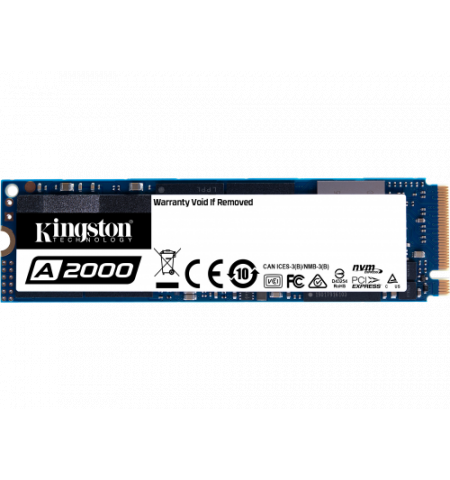 M.2 NVMe SSD 250GB  Kingston A2000,  PCIe3.0 x4 / NVMe1.3, M2 Type 2280 , Read: 2000 MB/s, Write: 1100 MB/s, Controller Phison E8, 3D NAND TLC,  SA200