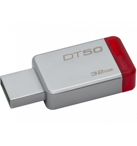 32Gb  USB3.1  Kingston DataTraveler 50 32GB Silver/Red, Metal  (Read 110 MByte/s, Write 15 MByte/s) "DT50/32GB