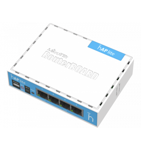 MikroTik RouterBOARD hAP lite classic case,  Wireless Router, 2.4GHz Dual chain, AP/Bridge/Station/WDS, 802.11b/g/n, 1 WAN + 3 LAN, internal antenna,