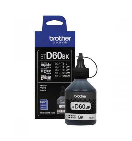 Ink Bottle for Brother BTD60BK for DCP-T310, DCP-T510W, DCP-T710W, MFC-T810W, MFC-T910DW  Black, Approx. 6500 pages