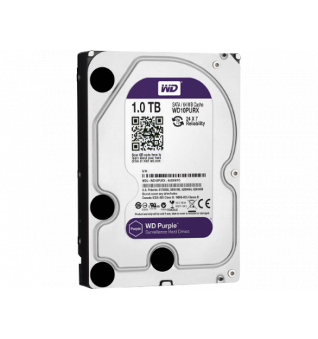 3.5" HDD 1.0TB Western Digital  Purple, 5400rpm,64MB, SATAIII (for video)  WD10PURZ
