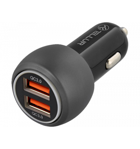 USB Car Charger - Tellur FCC8, 2xUSB (QC 3.0 + 6A), 36W, Black TLL151261