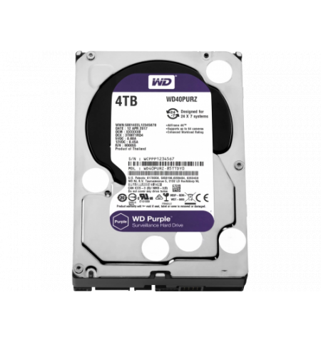 3.5" HDD 4.0TB Western Digital  Purple, 5400rpm,64MB, SATAIII (for video)  WD40PURZ
