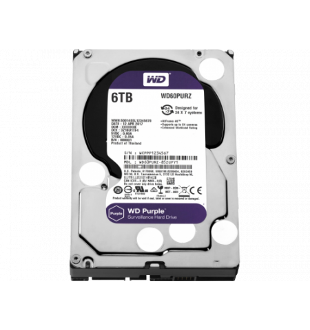 3.5" HDD 6.0TB Western Digital  Purple, 5400rpm, 64MB, SATAIII (for video)  WD60PURZ