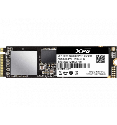 M.2 NVMe SSD 256GB  ADATA XPG SX8200 PRO, PCIe3.0 x4 / NVMe1.3, M2 Type 2280 , Read: 3500 MB/s, Write: 3000 MB/s, Controller SMI, 3D NAND TLC,  ASX820