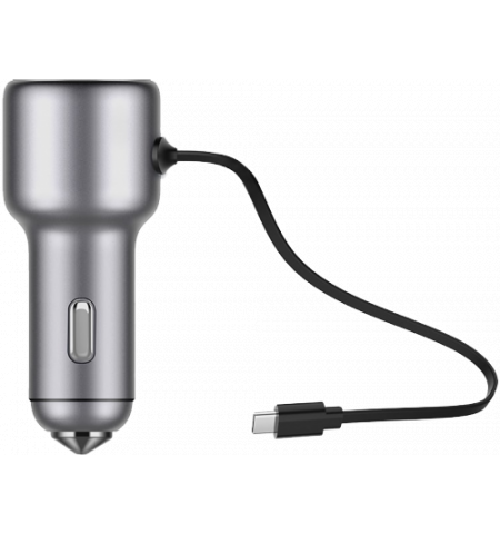 USB Car Charger - Tellur CCY2, 2xUSB (QC 2.4 + 2.4A), cablu Type-C, Silver TLL151151