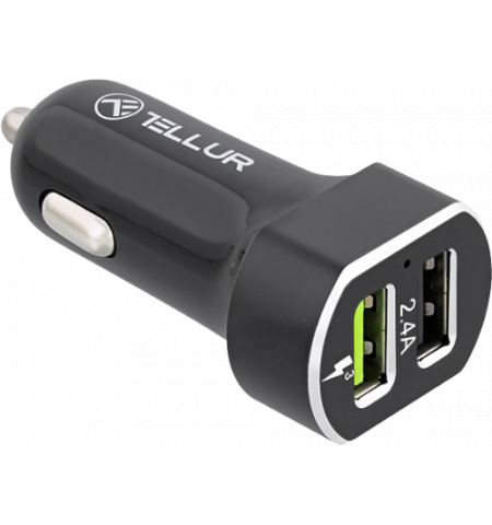 USB Car Charger - Tellur FCC6, 2xUSB (QC 3.0 + 1.5A), Black TLL151191