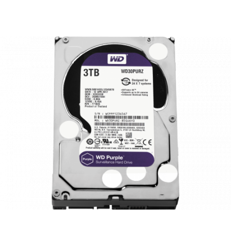 3.5" HDD 3.0TB Western Digital  Purple, 5400rpm,64MB, SATAIII (for video)  WD30PURZ