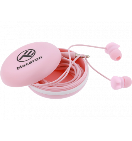 Casti in-ear, Macaron, with mic, wired, Jack 3.5 mm,16 ohm, 20Hz, 1.2 m, silicone, Tellur Pink  TLL162122