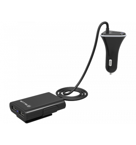 USB Car Charger - Tellur, 4xUSB (QC 2.4A), Cable length 1.8m, Black  TLL151141