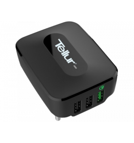 Universal Home Charger Tellur, 3xUSB QC (3.0 + 2.4A + 2.4A), Input: 100/240V, Black  TLL151081