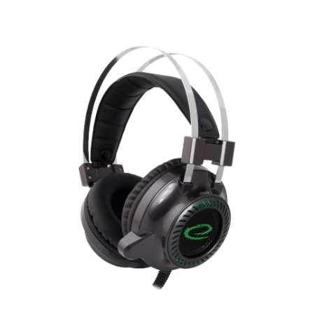 Headset Gaming Esperanza TOXIN EGH460, Green LED backlight, 1x mini jack 3.5mm + 1x USB 2.0, Drivers 40mm, Volume control, Cable length 2m, Weight 380