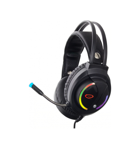 Headset Gaming Esperanza NIGHTSHADE EGH470, Black, RGB LED backlight, 1x mini jack 3.5mm + 1x USB, Drivers 30mm, Volume control, Cable length 2m, Weig