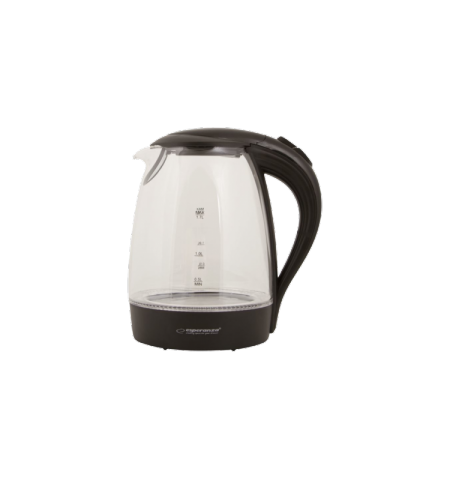 Kettle Esperanza SALTO ANGEL EKK011K  Glass Black with LED light, 2200W, 1,7l, concealed heating element, 360° swivel base, auto shut-off after boilin