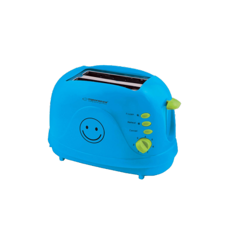 Toster Esperanza SMILEY EKT003B Blue, 750W, 3 in 1, Toasting, Reheating, Defrost frozen bread, Designed to prepare thick and thin toast, Electronic Ti