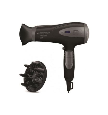 Hair Dryer Esperanza VIVIEN EBH005K; 2200W; 2 speeds; 3 temperature levels; ionic function, styling nozzle & diffuser