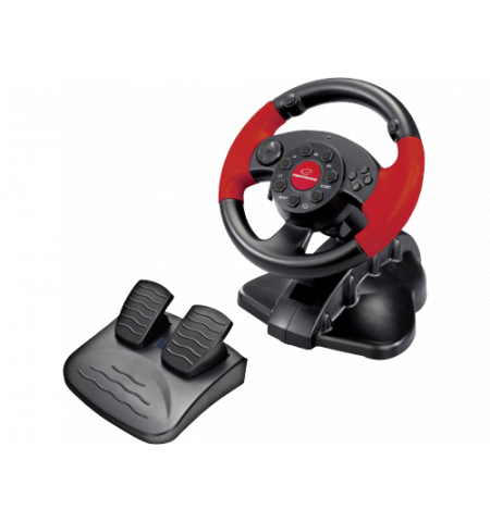 Wheel Esperanza HIGH OCTANE EG103, Vibration Force, 13 action buttons, Directional keypad, Rotation 180 degrees, for PC/PSX/PS2/PS3, USB, Black/Red
