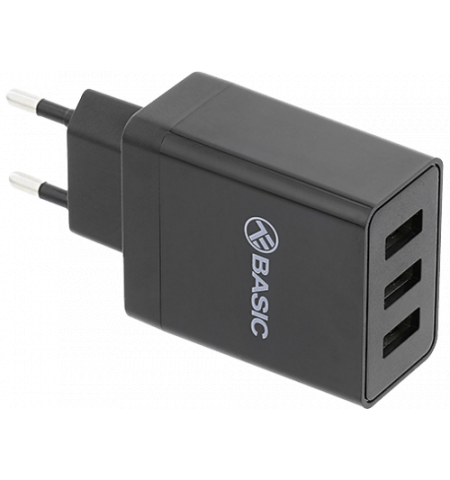 Universal Home Charger Tellur Basic HC302, 3xUSB (2.4A + 2.4A + 2.4A), 30W, Input: 100/240V, Black  TLL151221