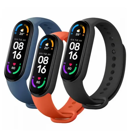 Ремешок для часов  Xiaomi MiBand 6, Черный/Оранжевый/Синий