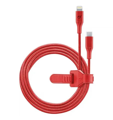 Cablu încărcare și sincronizare Cellularline Satellite MFI, USB Type-C/Lightning, 1m, Roșu