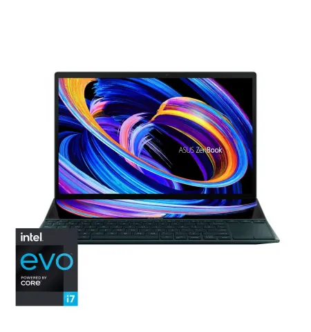 Ноутбук 14 ASUS Zenbook Duo UX482EGR, Celestial Blue, Intel Core i7-1195G7, 16ГБ/1024Гб, Windows 11 Pro