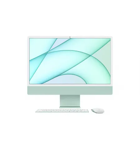 Computer All-in-One Apple iMac A2439, 24", M1 with 8-core CPU and 7-core GPU, 8GB/256GB, macOS Big Sur, Verde