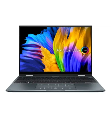 Laptop 14" ASUS Zenbook 14 Flip OLED UP5401EA, Pine Grey, Intel Core i5-1135G7, 8GB/256GB, Fara SO
