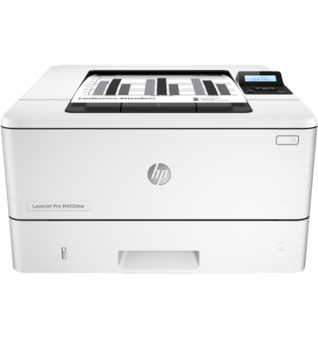 HP LaserJet Pro M402dne printer A4, up to 38 ppm, 5.7s first page, 1200 dpi, 256MB, Duplex, Up to 80000 pages/month,  2 line display, USB 2.0, Ether 1