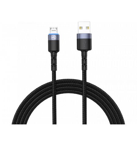 Cable USB - Micro USB, cu LED, Nylon, 1.2m, Tellur Black  TLL155353