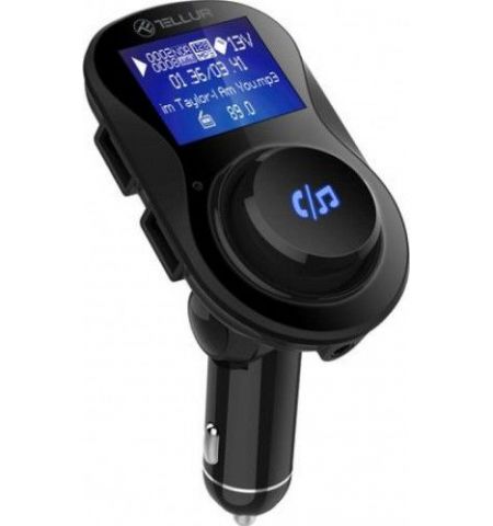 Car FM Transmitter, FMT-B3, Bluetooth, Display, MicroSD, 2 x USB max 3.1A, AUX, Bluetooth, USB, Tellur Black  TLL622021