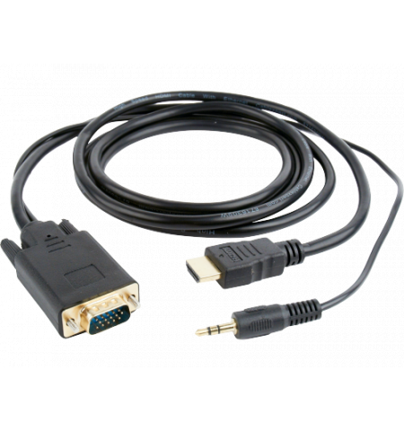 Adapter HDMI M to VGA F +3.5 mm AUX, GEMBIRD A-HDMI-VGA-03