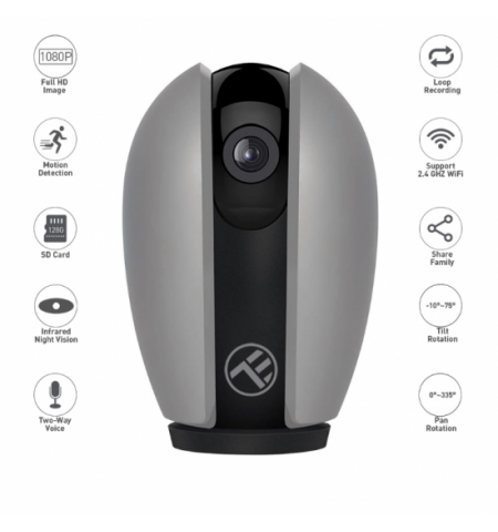 Camera Smart Wifi, FHD 1080p, 155gr, 6.3cm x 5.8cm x 9.6cm, wifi 802.11b/g/n, Two-way audio, Tellur Grey  TLL331071