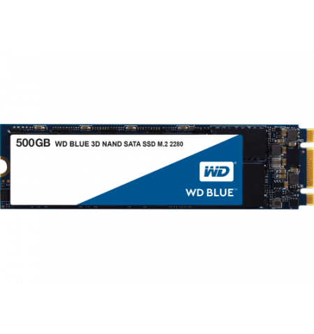 M.2  SSD 500GB  Western Digital Blue , SATA 6Gb/s, Type 2280 , Read: 560 MB/s, Write: 530 MB/s, 3D NAND TLC,"WDS500G2B0B"