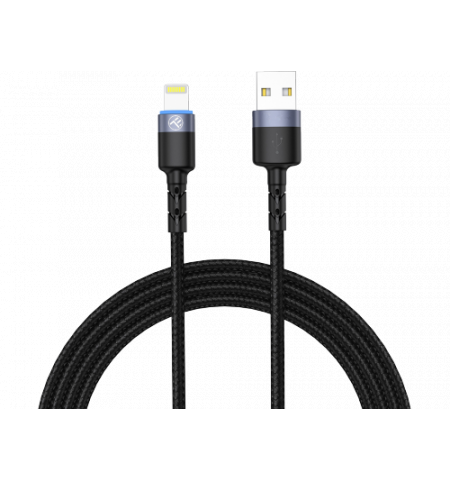 Cable USB - Lightning, cu LED, Nylon, 2m, Tellur Black  TLL155324