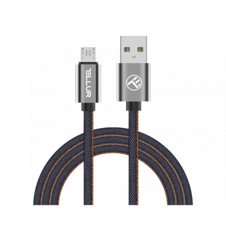 Cable USB - Micro USB, Denim, 1m, Tellur Blue  TLL155371
