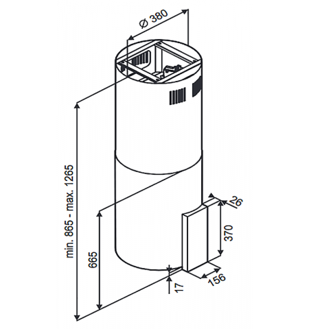 Вытяжка Tornado TUBE ISLAND 1200 (40) LED BL, Black Вытяжка Tornado TUBE ISLAND 1200 (40) LED BL, Black
