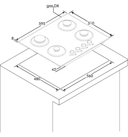 Встраиваемая газовая варочная панель CANDY CVG6WW Встраиваемая газовая варочная панель CANDY CVG6WW
