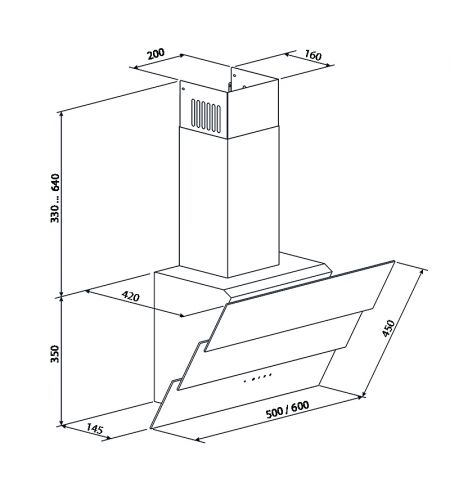 Вытяжка Tornado BORINO 700 (60) LED BL, Black