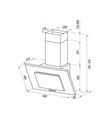 Вытяжка Tornado SIGMA 700(60) LED BL, Black Вытяжка Tornado SIGMA 700(60) LED BL, Black