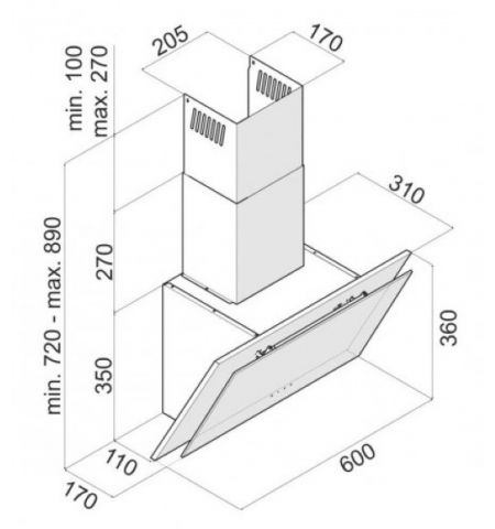 Вытяжка наклонная Tornado Ester 1100(60) LED White (1100 м?/ч) Вытяжка наклонная Tornado Ester 1100(60) LED White (1100 м?/ч)