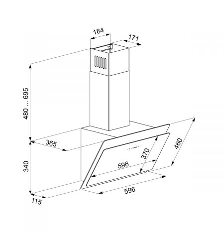 Вытяжка наклонная Tornado NOTOS 1200(60) LED BL Black (1200 м?/ч) Вытяжка наклонная Tornado NOTOS 1200(60) LED BL Black (1200 м?/ч)