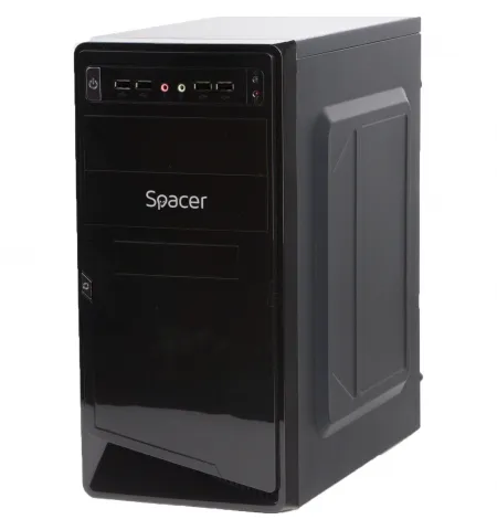 Case SPACER, Mini Tower, mATX, „MOON”, 450 (230W for 450W Desktop PC), USB 2.0 x 4, Jack 3.5mm x 2, „SPC-MOON”