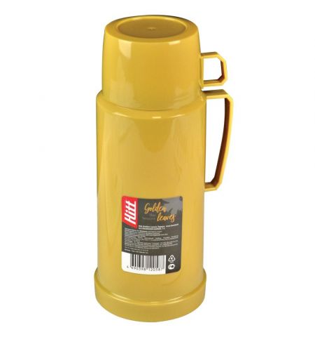 Termos din plastic cu recipient din sticla HITT Golden Leaves, 1l HSGL-2644