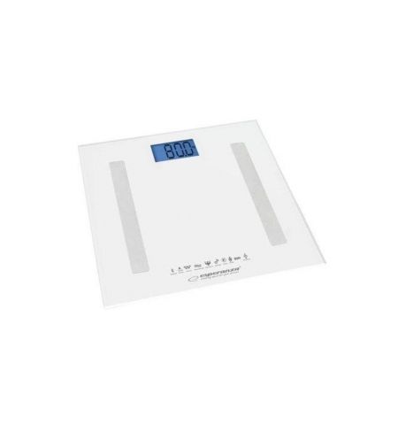 Bluetooth Scale Esperanza 8in1 EBS016W  White, measurement:  body weight [kg], body fat content [%], water content in the body [%], muscle weight [kg]