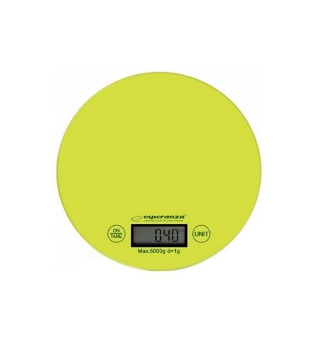 Kitchen Scale Esperanza MANGO EKS003G Green  Touch buttons, Maximum capacity: 5000g, Division: 1g, Four units of measure: g /lb/oz/kg, Tare Function,