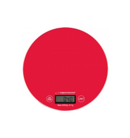 Kitchen Scale Esperanza MANGO EKS003R Red  Touch buttons, Maximum capacity: 5000g, Division: 1g, Four units of measure: g /lb/oz/kg, Tare Function, Ov